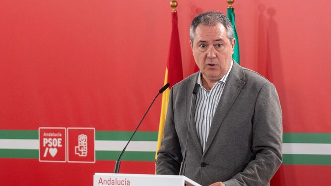 El secretario general del PSOE-A, Juan Espadas, en una comparecencia esta semana.