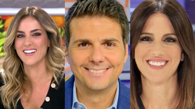 Verónica Dulanto, Fernando Díaz de la Guardia y Mónica Sanz, presentadores de 'Cuatro al día'.