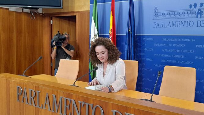 Inma Nieto esta mañana en el Parlamento de Andalucía.
