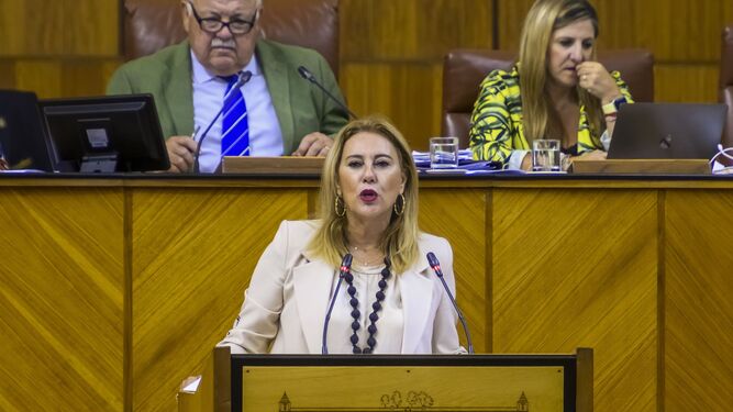 La consejera de Hacienda de la Junta en el Pleno del Parlamento andaluz.