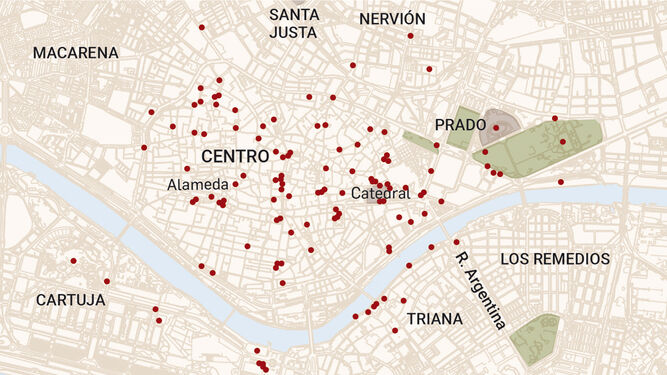 Mapa con todas las actividades de la Noche en Blanco 2023 de Sevilla