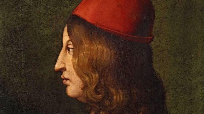 Pico della Mirandola, retrato atribuido a Cristofano dell'Altissimo (Florencia, Galería Uffizi).