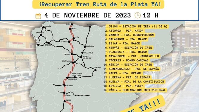 Movilización ciudadana este sábado 4 de noviembre por la recuperación del tren de la Ruta de la Plata