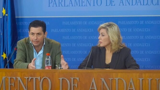 Rafael Márquez y Ana Romero en el Parlamento de Andalucía.