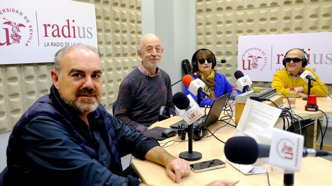 Luis Gresa, Paco Toledo, Loli Carmen Polo y Paco Piñero durante la grabación.
