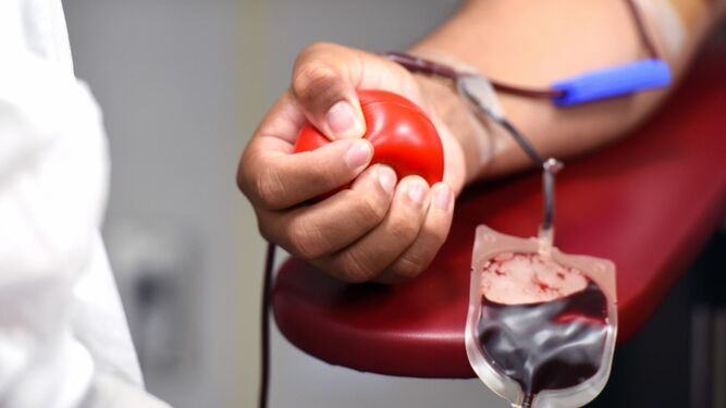 Instantánea del momento de una donación de sangre.