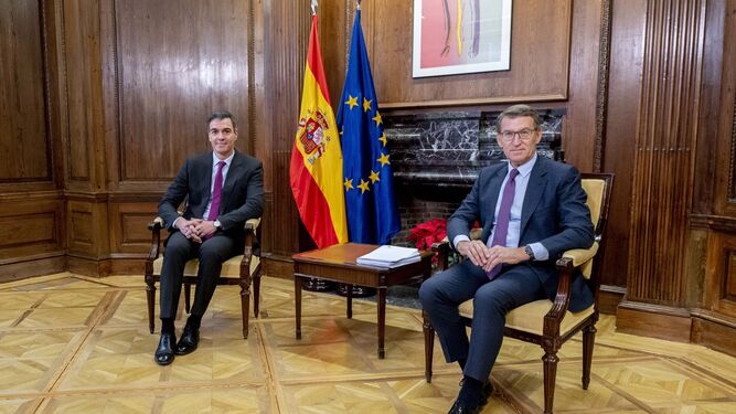 Sánchez y Feijóo, en la reunión del pasado viernes en la que acordaron la reforma de la Constitución