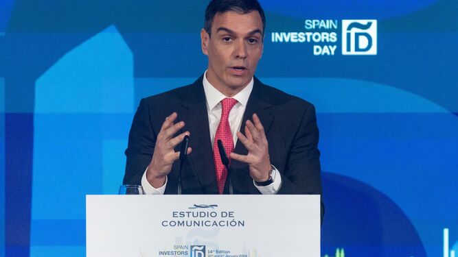 El presidente del Gobierno, Pedro Sánchez, interviene durante la segunda y última jornada de la XIV edición de Spain Investors Day.