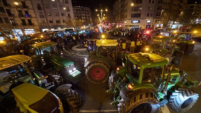 Concentración de tractores en Pamplona.