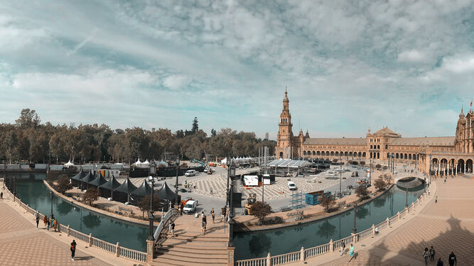 La Plaza de España se preparó para los MTV en 2019.
