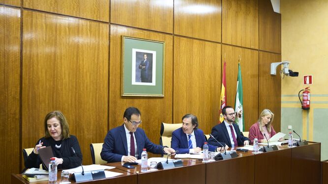 El consejero de Justicia ante la Comisión del Parlamento de Andalucía.