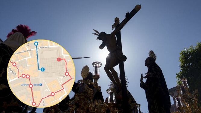 Mapa de las procesiones de Sevilla en tiempo real hoy Miércoles Santo