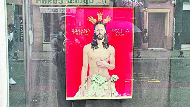 Cartel de Salustiano en la tienda de marcos de Marcelo Culasso, en calle Feria.