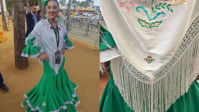 Cristina posa en la Feria de Abril con su traje de gitana del Betis