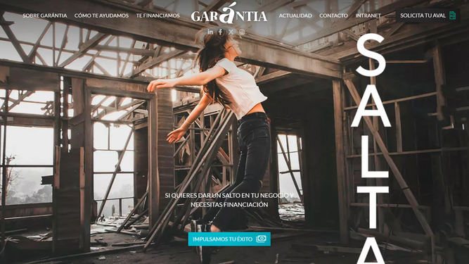 Página web de la Sociedad de Garantía Recíproca (SGR) Garántia